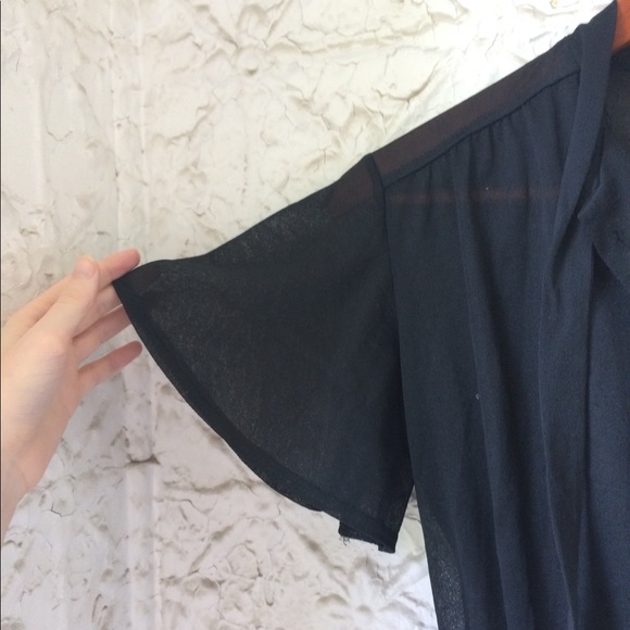 Vintage 40s Italian Black Sheer Pussy Bow Dress - Picture 6 of 8